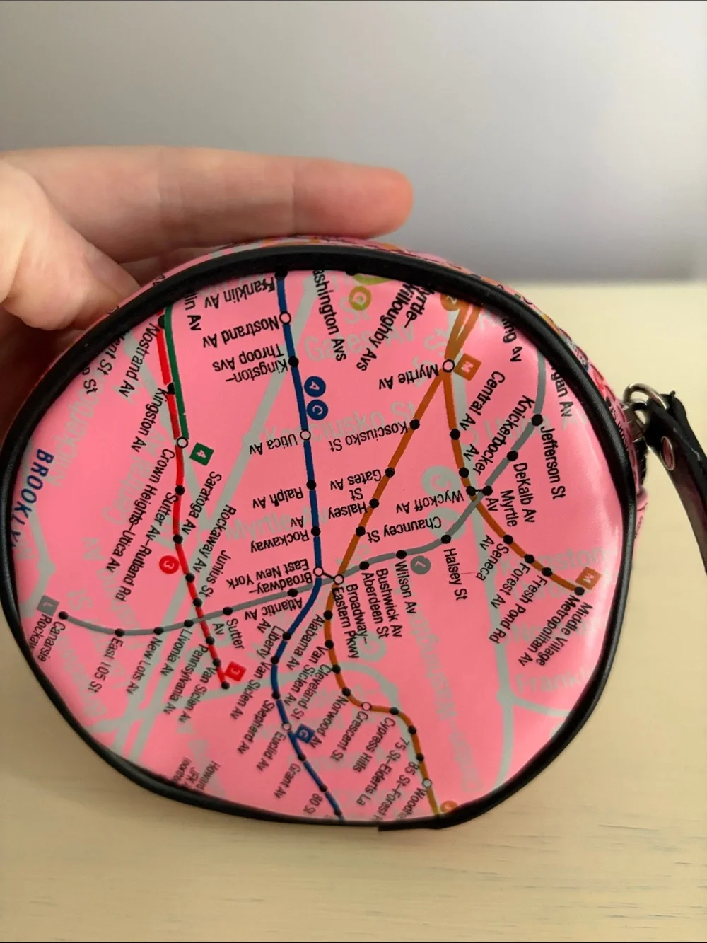 Hot Pink NYC Subway Map Round Zippered Coin Pouch